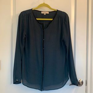 Ann Taylor Loft Green and Black Long sleeve blouse